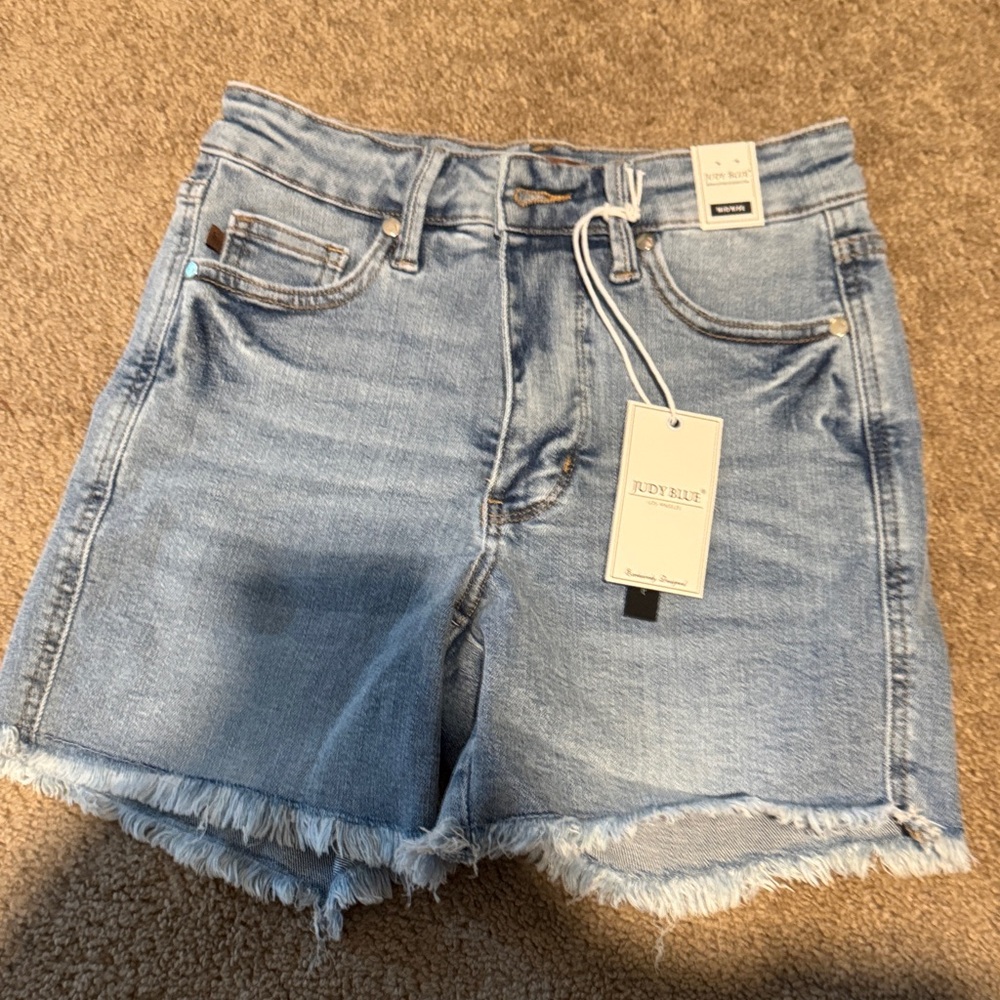 Judy Blue Light Blue Frayed Hem Denim Shorts